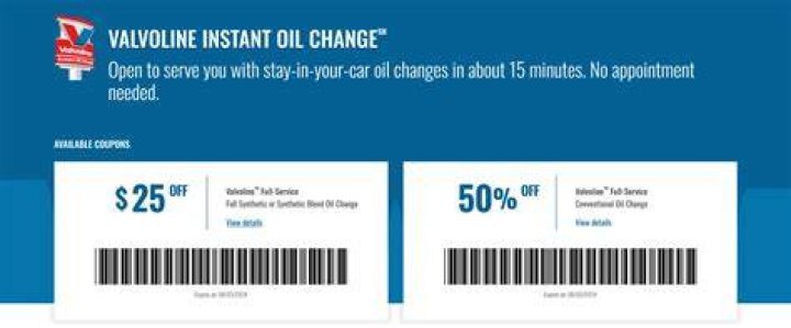 Get the Best Deal: Valvoline Synthetic Oil Change Coupon 2499